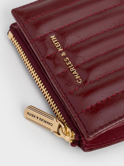 CHARLES & KEITH Trusted | Donna Panelled Top-Zip Wallet - Burgundy