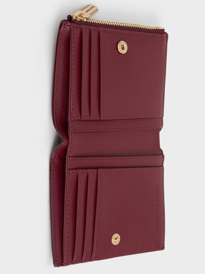 CHARLES & KEITH Trusted | Donna Panelled Top-Zip Wallet - Burgundy