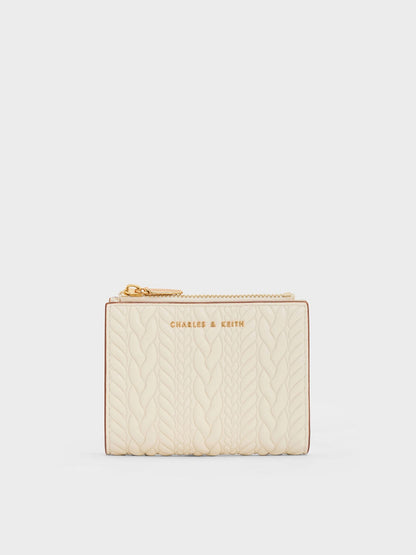 CHARLES & KEITH Everyday | Apolline Textured Top-Zip Wallet - Cream