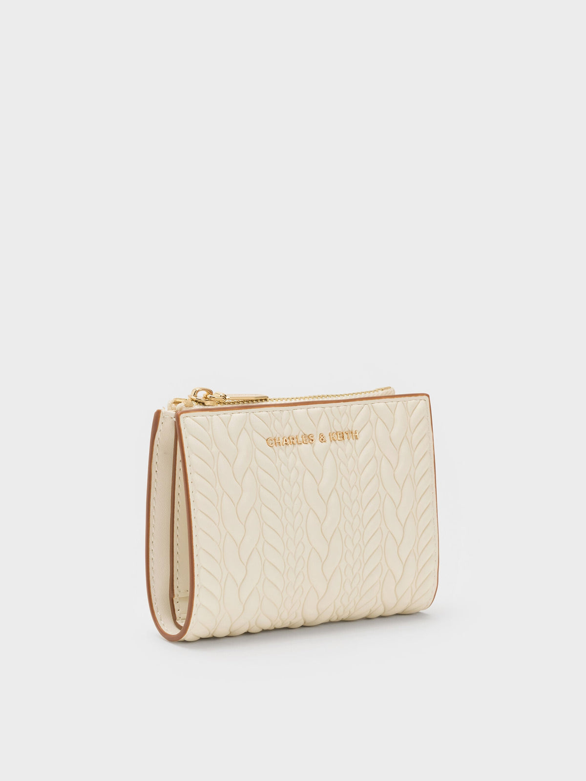 CHARLES & KEITH Everyday | Apolline Textured Top-Zip Wallet - Cream
