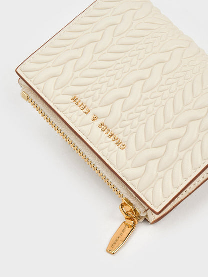 CHARLES & KEITH Everyday | Apolline Textured Top-Zip Wallet - Cream