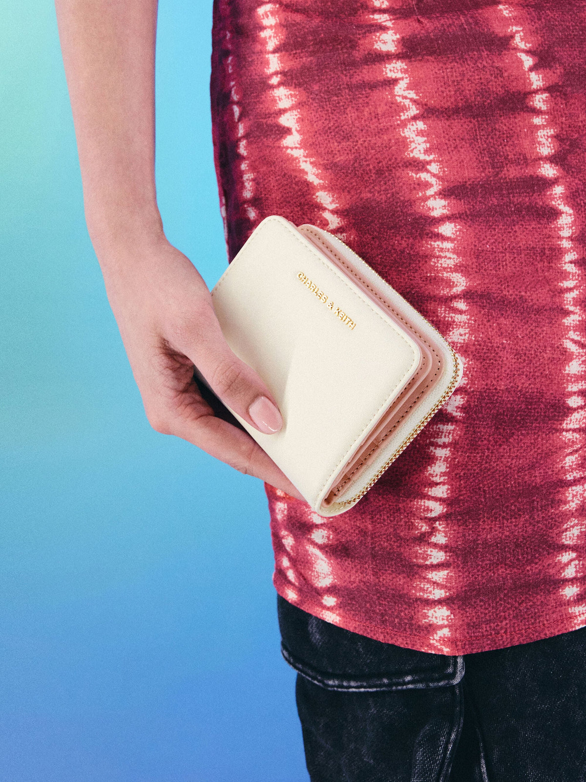 CHARLES & KEITH Sale | Finley Zip-Around Small Wallet - Cream