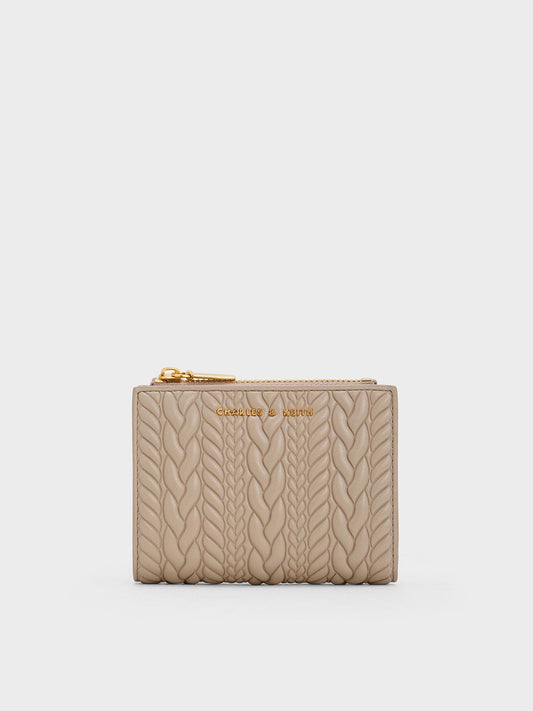 CHARLES & KEITH Featured | Apolline Textured Top-Zip Wallet - Taupe