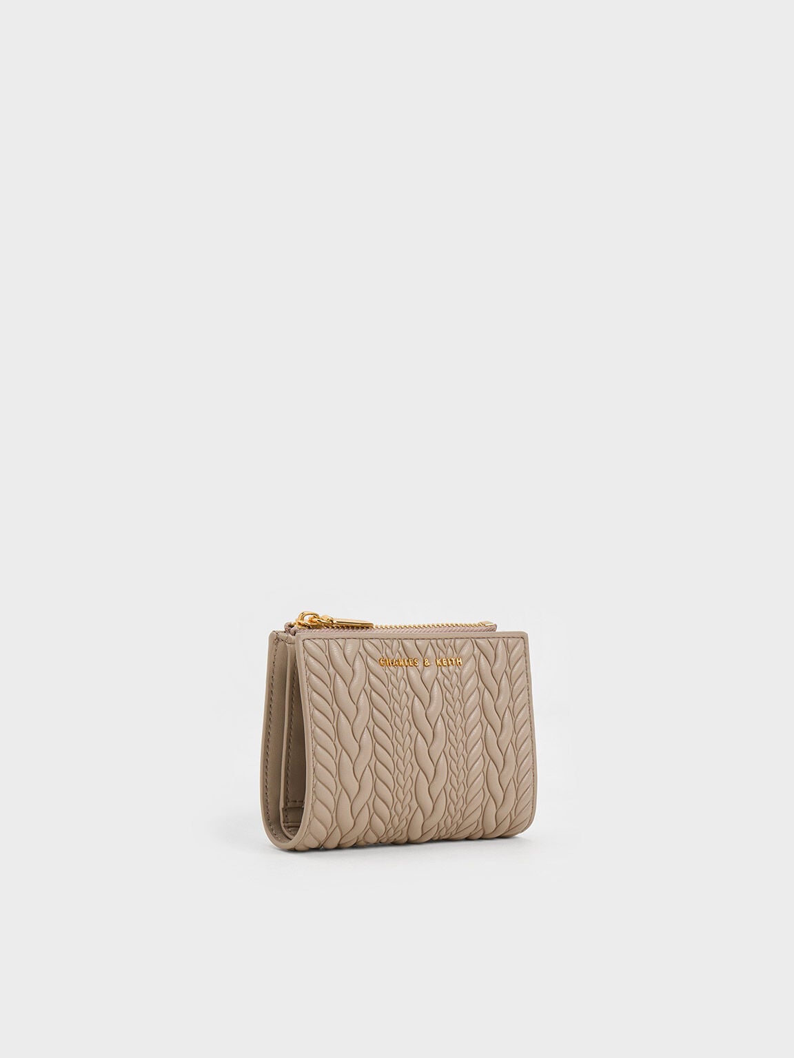CHARLES & KEITH Featured | Apolline Textured Top-Zip Wallet - Taupe