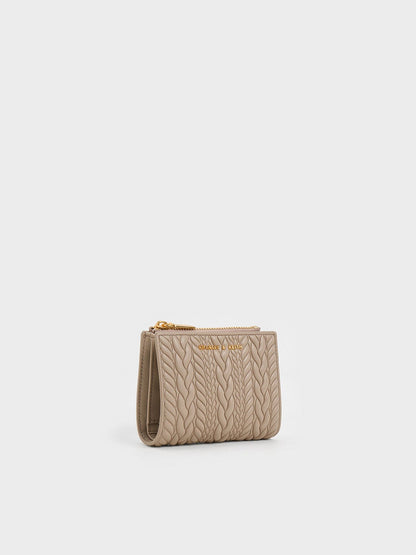 CHARLES & KEITH Featured | Apolline Textured Top-Zip Wallet - Taupe
