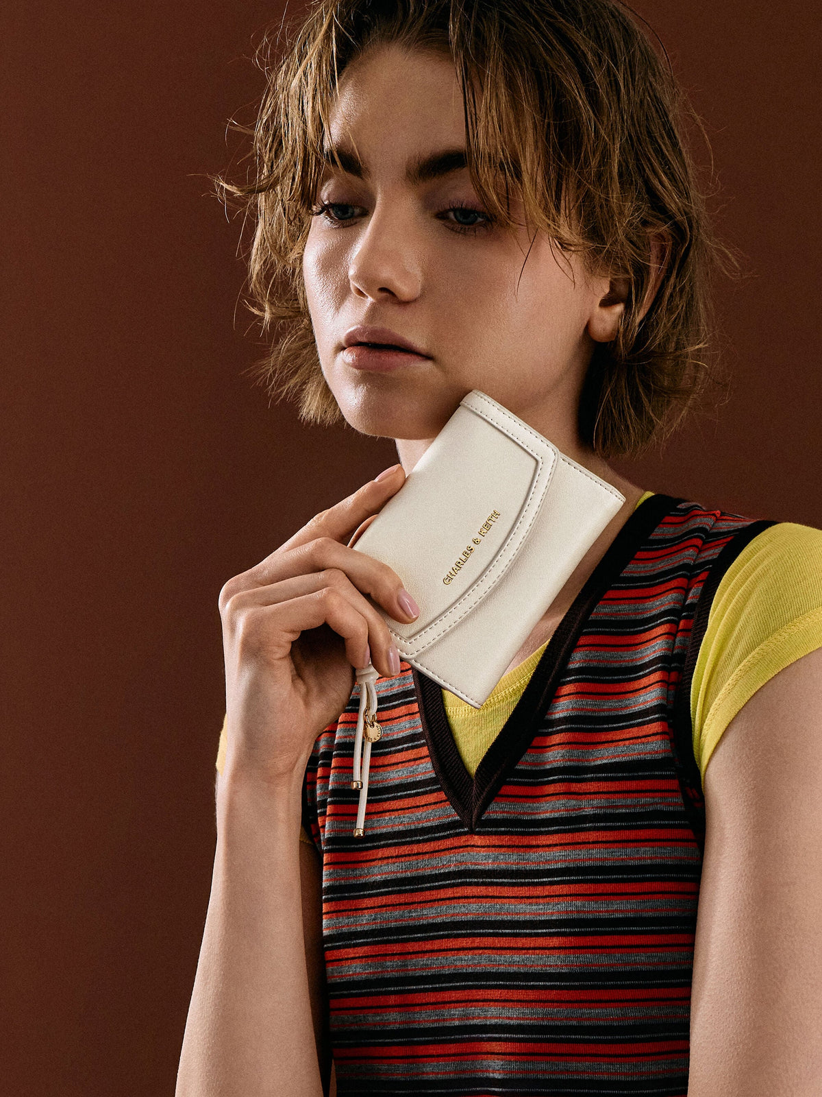 CHARLES & KEITH Essential | Haylen Front-Flap Small Wallet - Cream