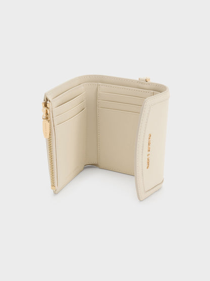 CHARLES & KEITH Essential | Haylen Front-Flap Small Wallet - Cream