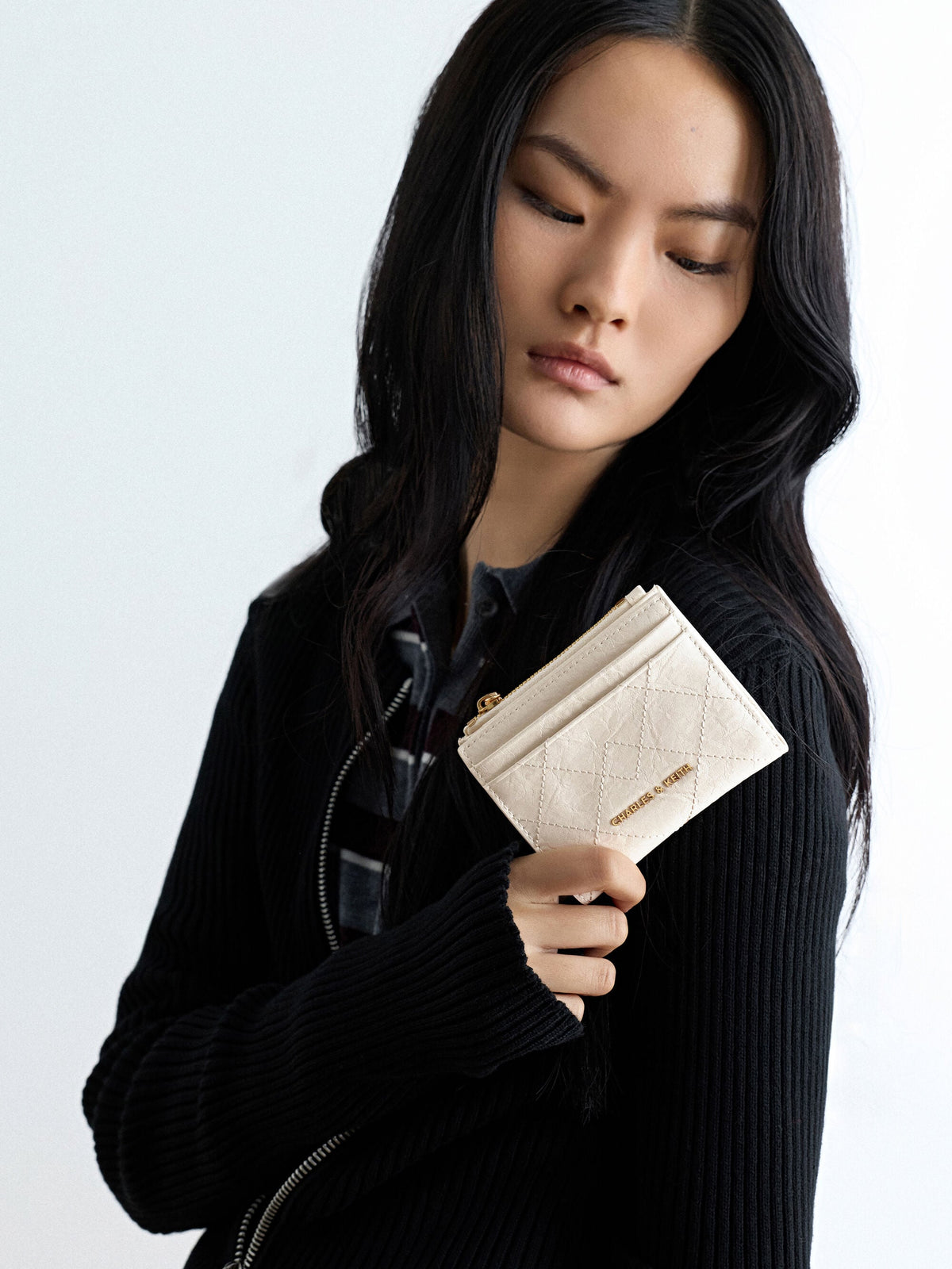 CHARLES & KEITH Trusted | Duo Quilted Small Wallet - Cream
