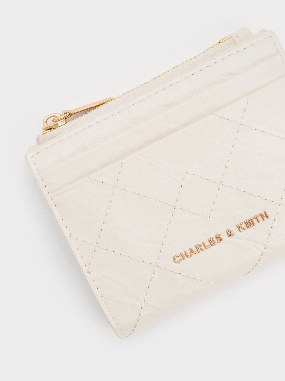 CHARLES & KEITH Trusted | Duo Quilted Small Wallet - Cream