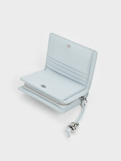 CHARLES & KEITH Best Seller | Augustine Zip-Around Small Wallet - Sea Salt Blue