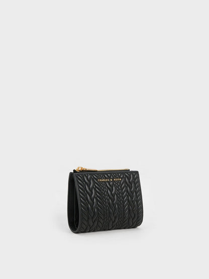 CHARLES & KEITH Customer Favorite | Apolline Textured Top-Zip Wallet - Black