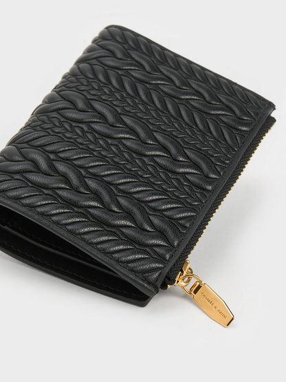 CHARLES & KEITH Customer Favorite | Apolline Textured Top-Zip Wallet - Black