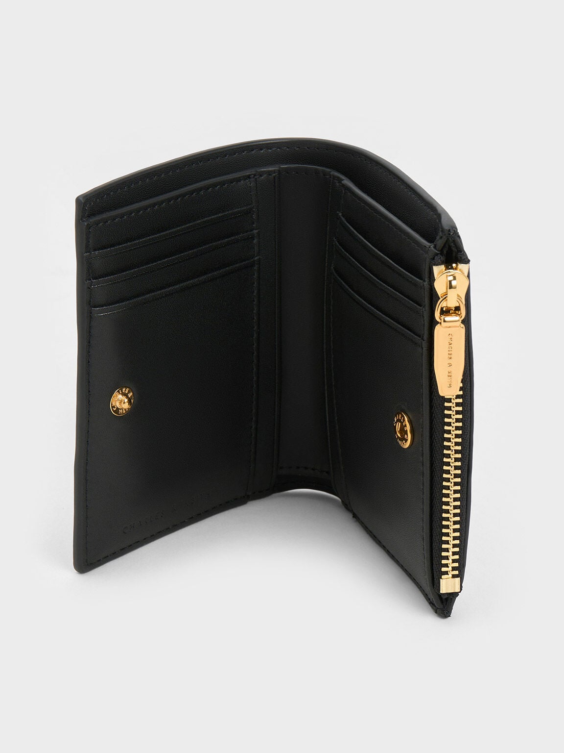 CHARLES & KEITH Customer Favorite | Apolline Textured Top-Zip Wallet - Black