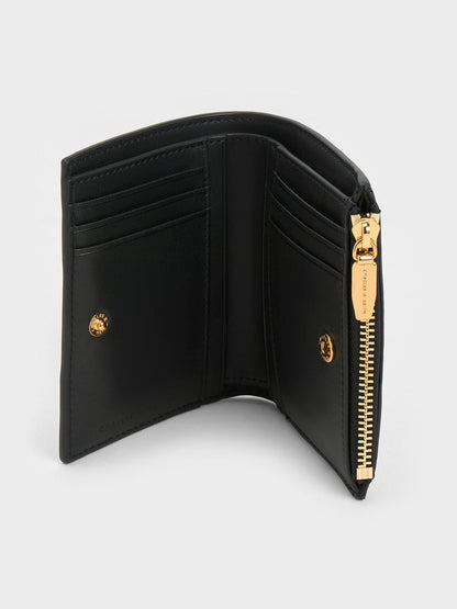 CHARLES & KEITH Customer Favorite | Apolline Textured Top-Zip Wallet - Black