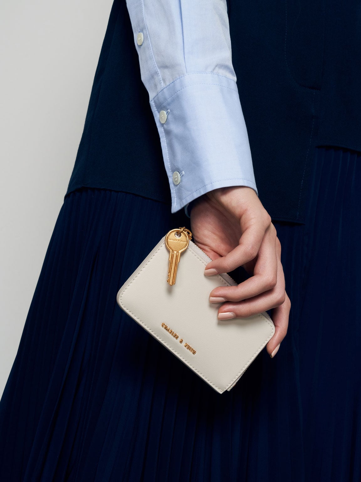 CHARLES & KEITH Special Offer | Lane Key Zip-Around Wallet - Cream