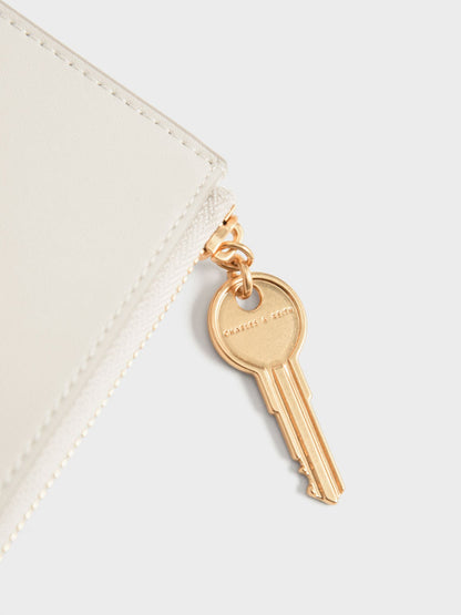 CHARLES & KEITH Special Offer | Lane Key Zip-Around Wallet - Cream
