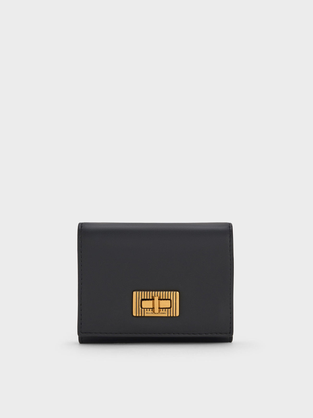 CHARLES & KEITH Latest | Edna Turn-Lock Knotted-Strap Wallet - Black