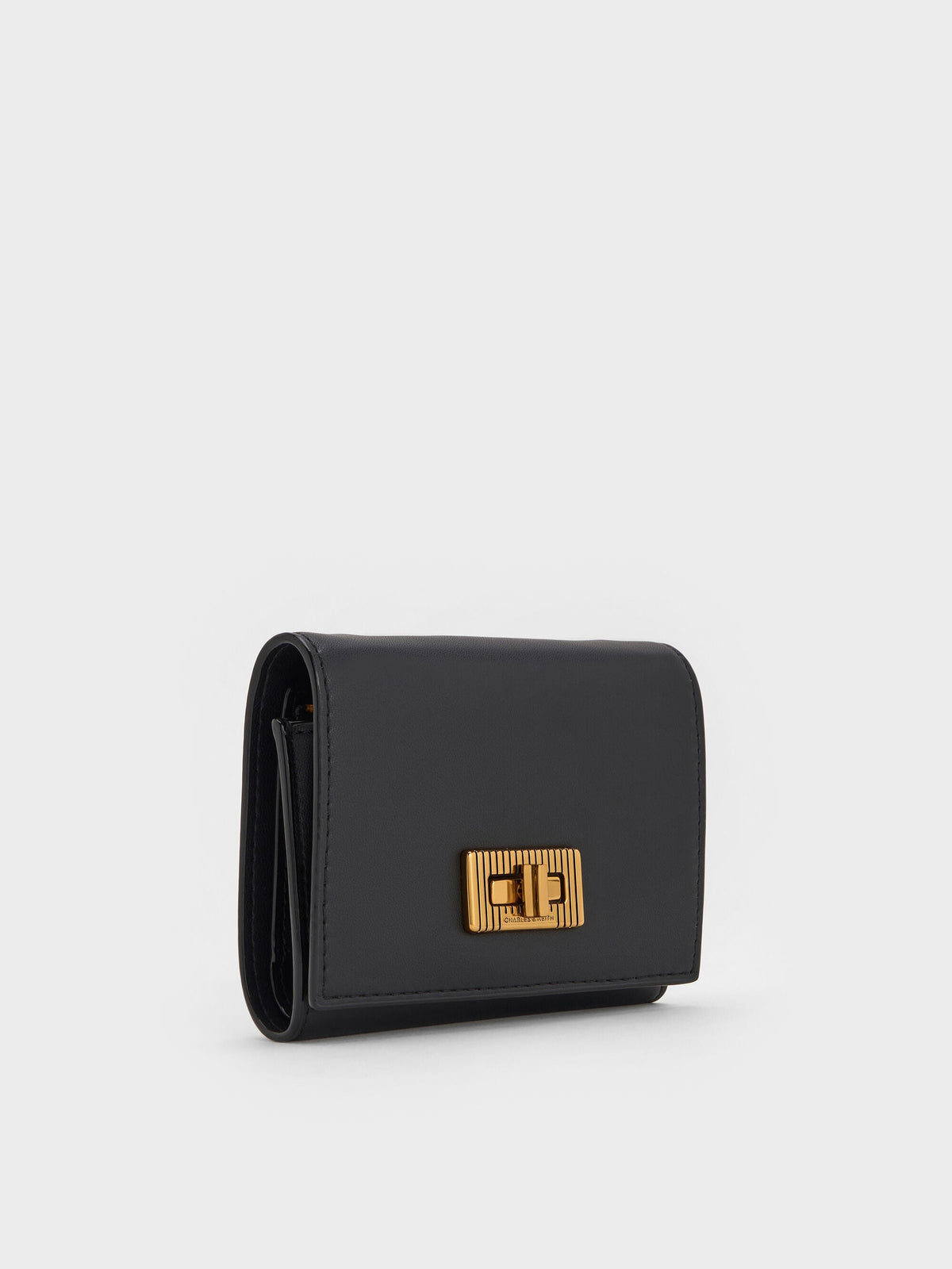 CHARLES & KEITH Latest | Edna Turn-Lock Knotted-Strap Wallet - Black