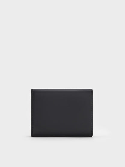 CHARLES & KEITH Latest | Edna Turn-Lock Knotted-Strap Wallet - Black