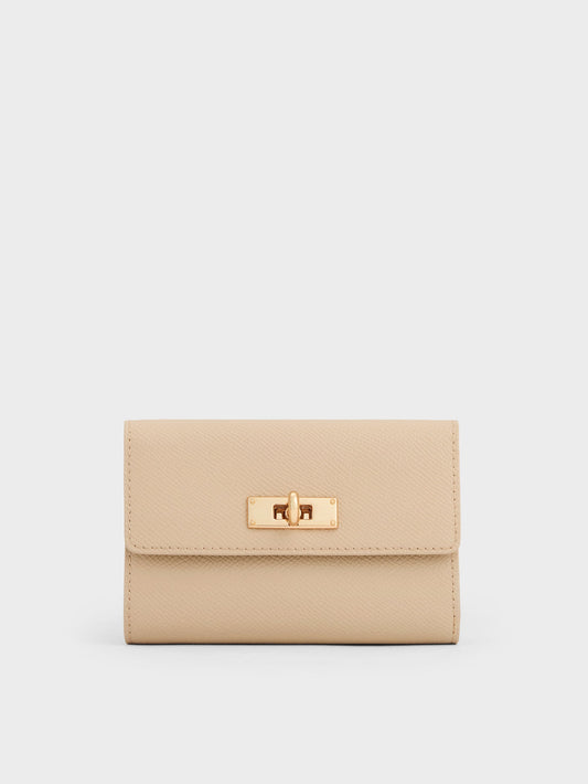 CHARLES & KEITH Discount | Tricha Turn-Lock Wallet - Sand Beige