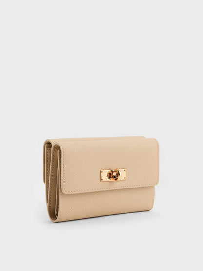 CHARLES & KEITH Discount | Tricha Turn-Lock Wallet - Sand Beige