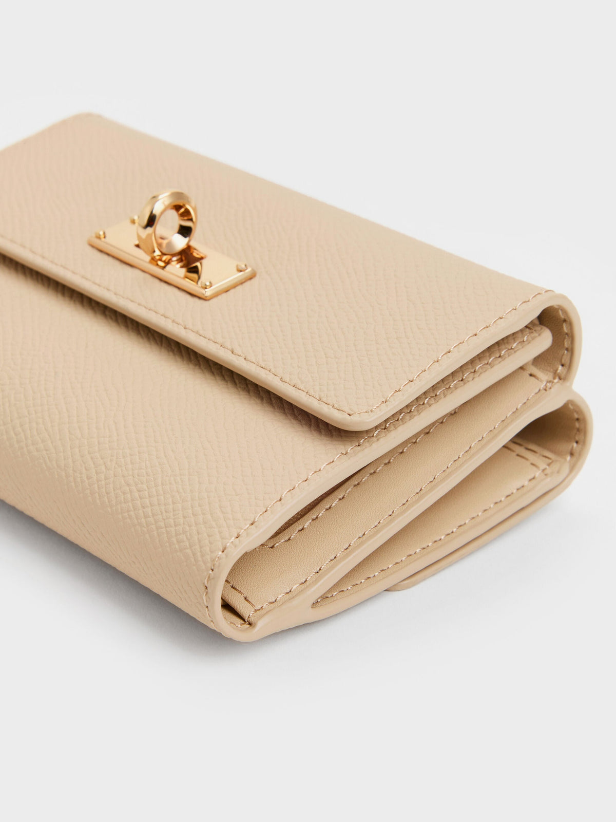 CHARLES & KEITH Discount | Tricha Turn-Lock Wallet - Sand Beige