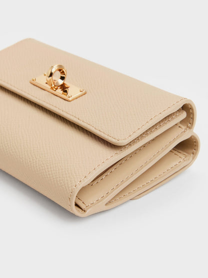 CHARLES & KEITH Discount | Tricha Turn-Lock Wallet - Sand Beige