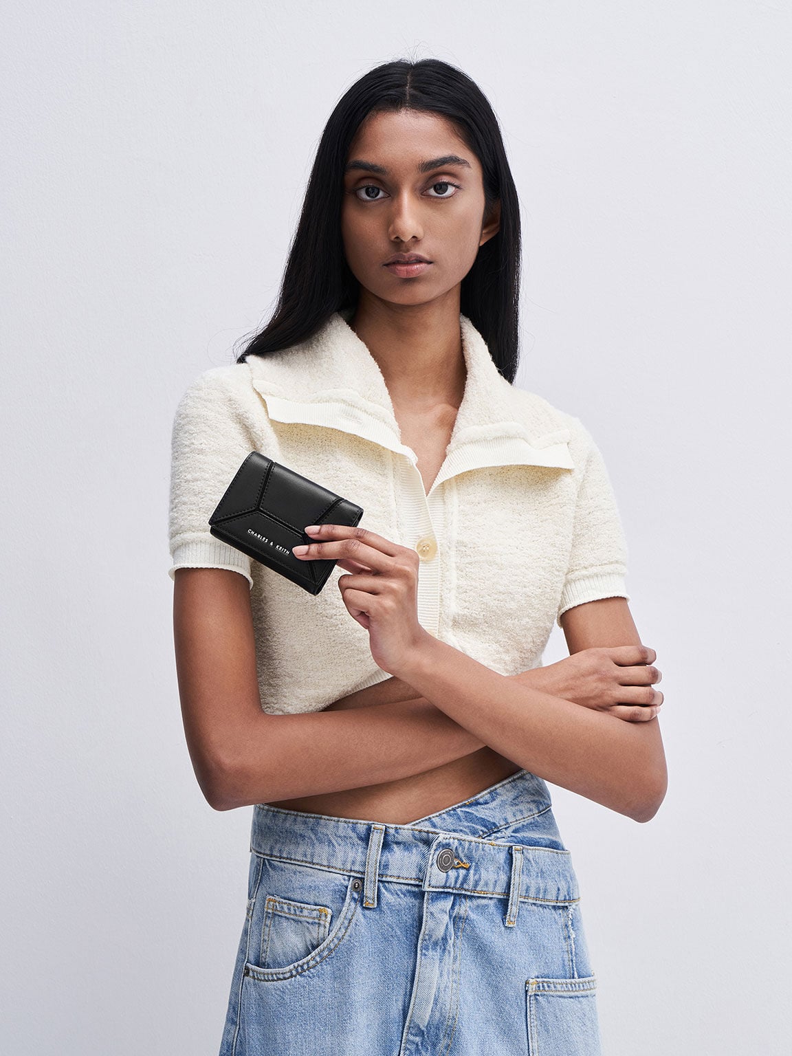 CHARLES & KEITH Quality | Nasrin Geometric Wallet - Noir