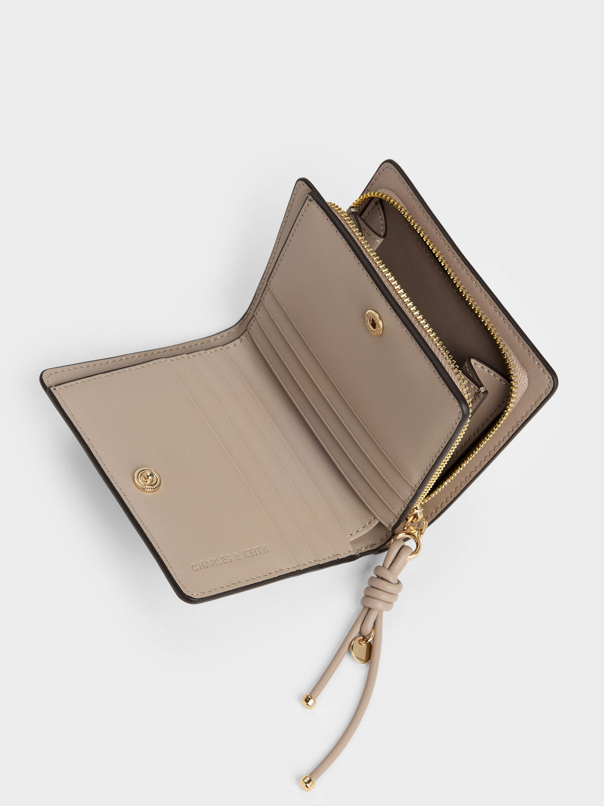 CHARLES & KEITH Featured | Everleigh Zip-Around Small Wallet - Taupe