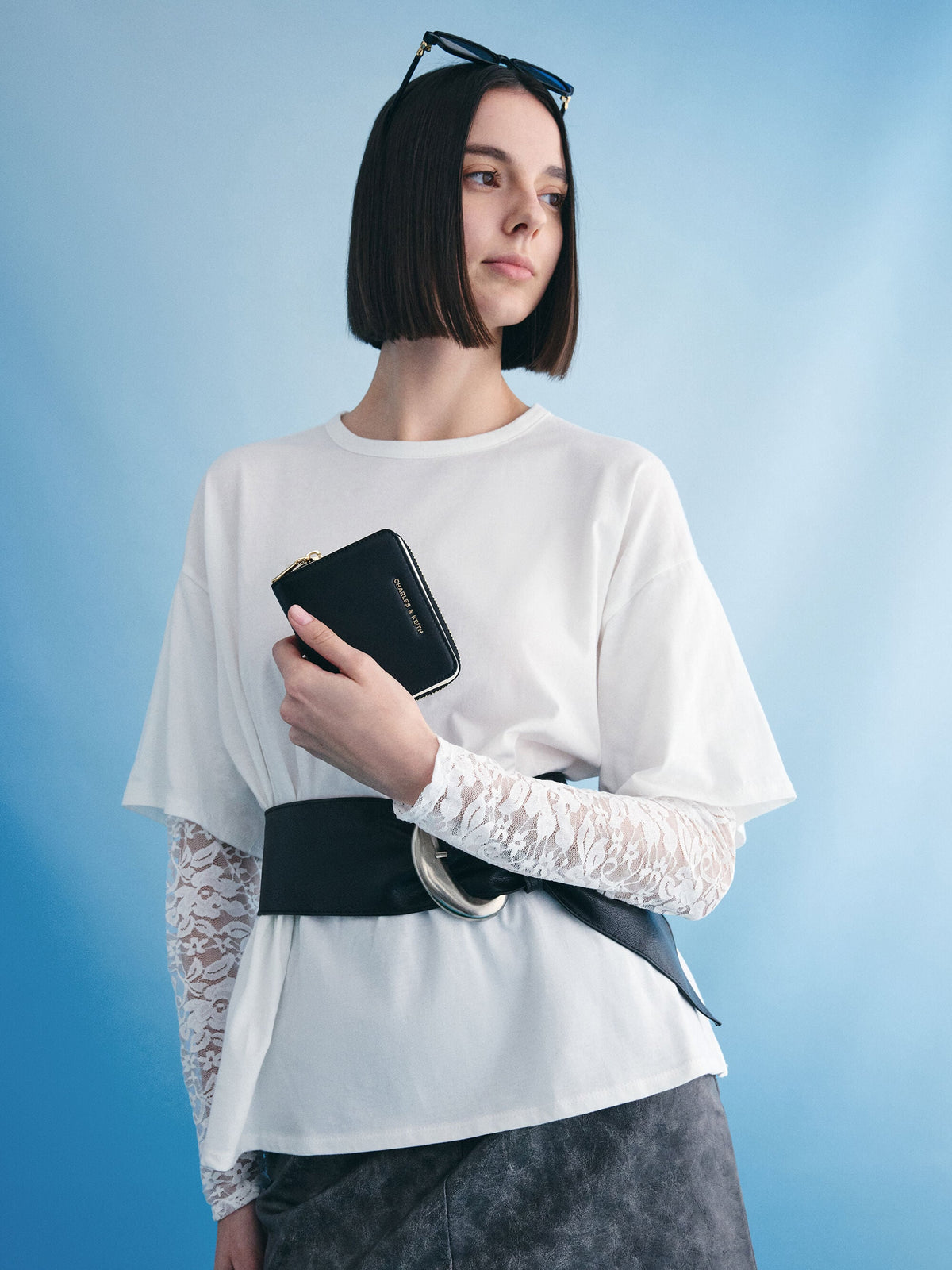 CHARLES & KEITH Featured | Finley Zip-Around Small Wallet - Black