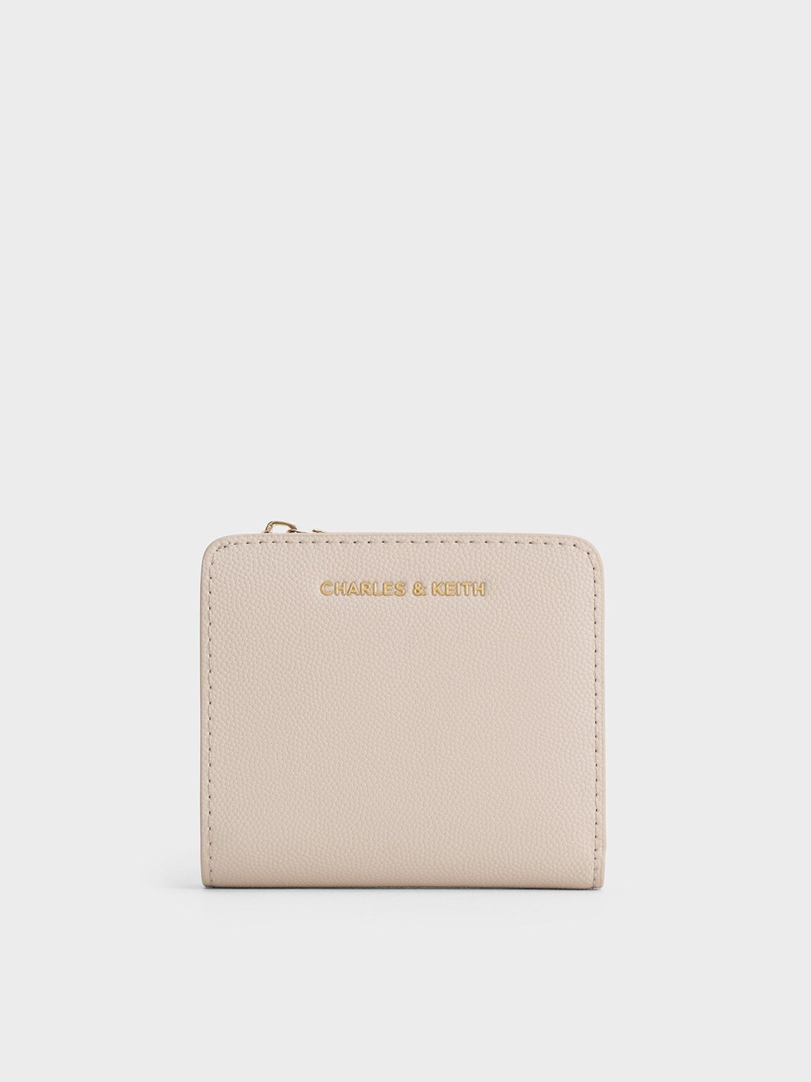 CHARLES & KEITH Classic | Keely Top Zip Small Wallet - Oat