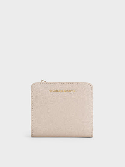 CHARLES & KEITH Classic | Keely Top Zip Small Wallet - Oat