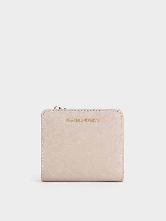 CHARLES & KEITH Classic | Keely Top Zip Small Wallet - Oat
