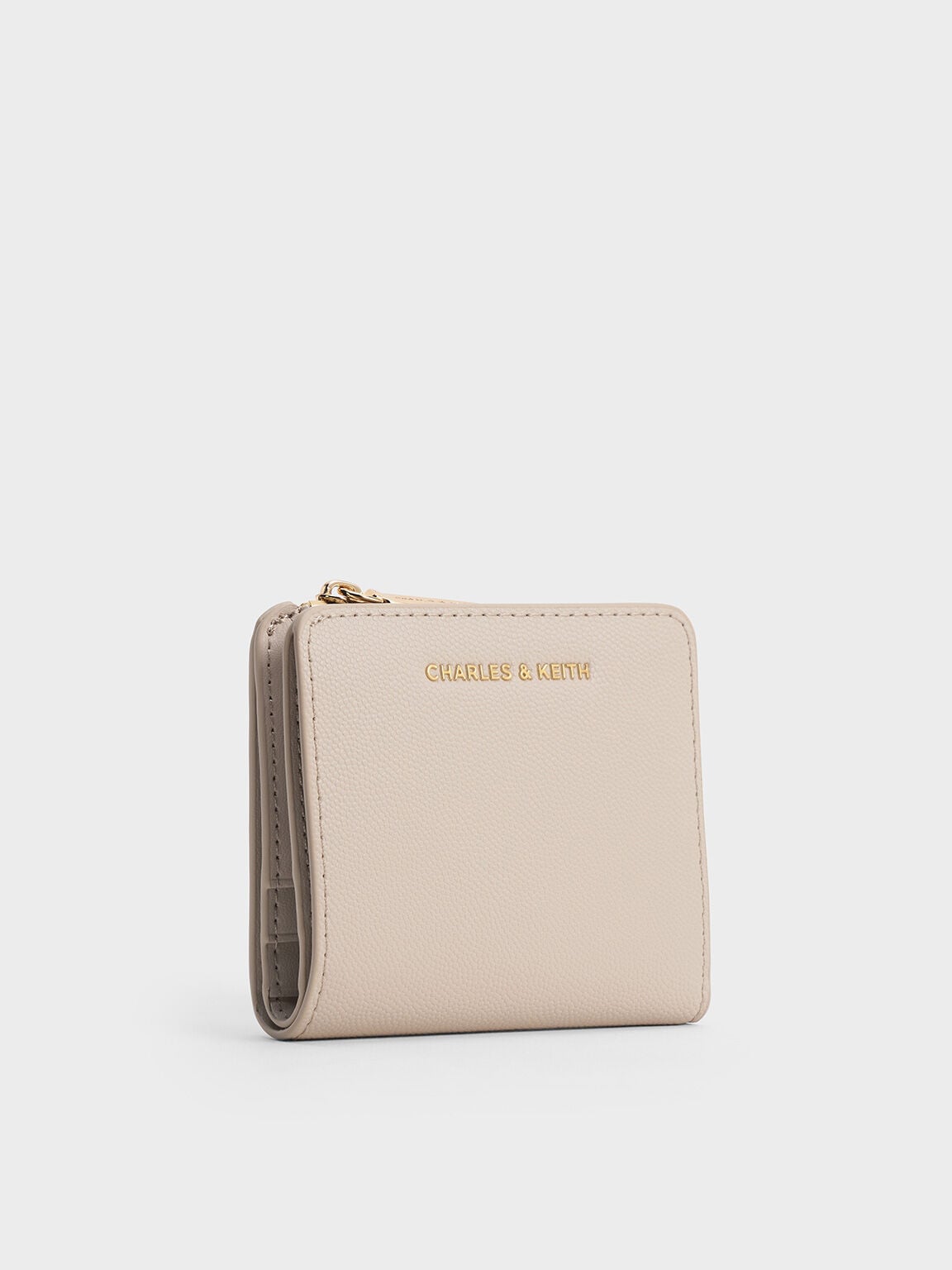 CHARLES & KEITH Classic | Keely Top Zip Small Wallet - Oat