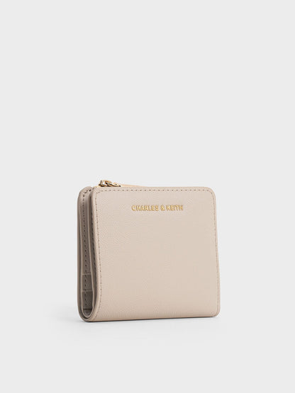 CHARLES & KEITH Classic | Keely Top Zip Small Wallet - Oat