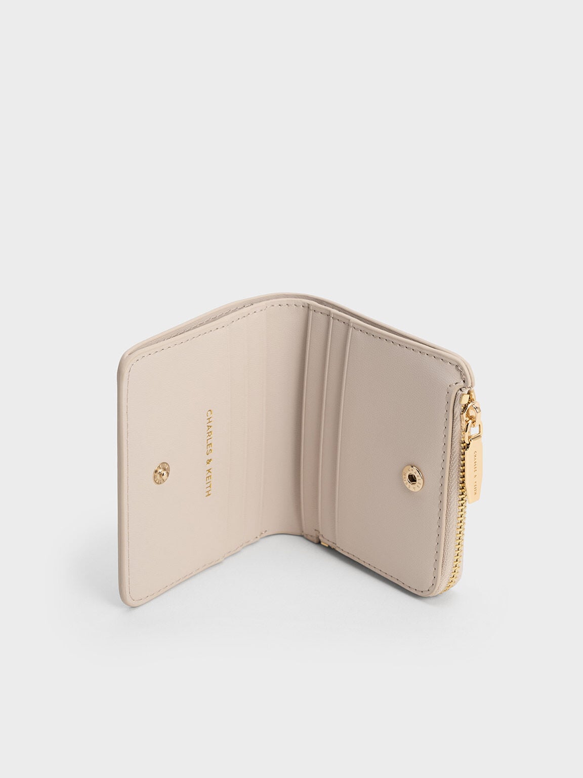 CHARLES & KEITH Classic | Keely Top Zip Small Wallet - Oat