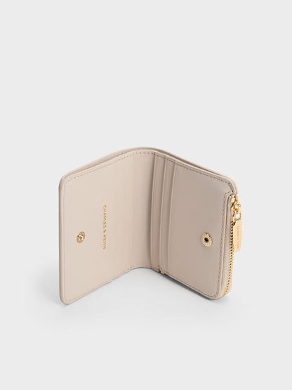 CHARLES & KEITH Classic | Keely Top Zip Small Wallet - Oat