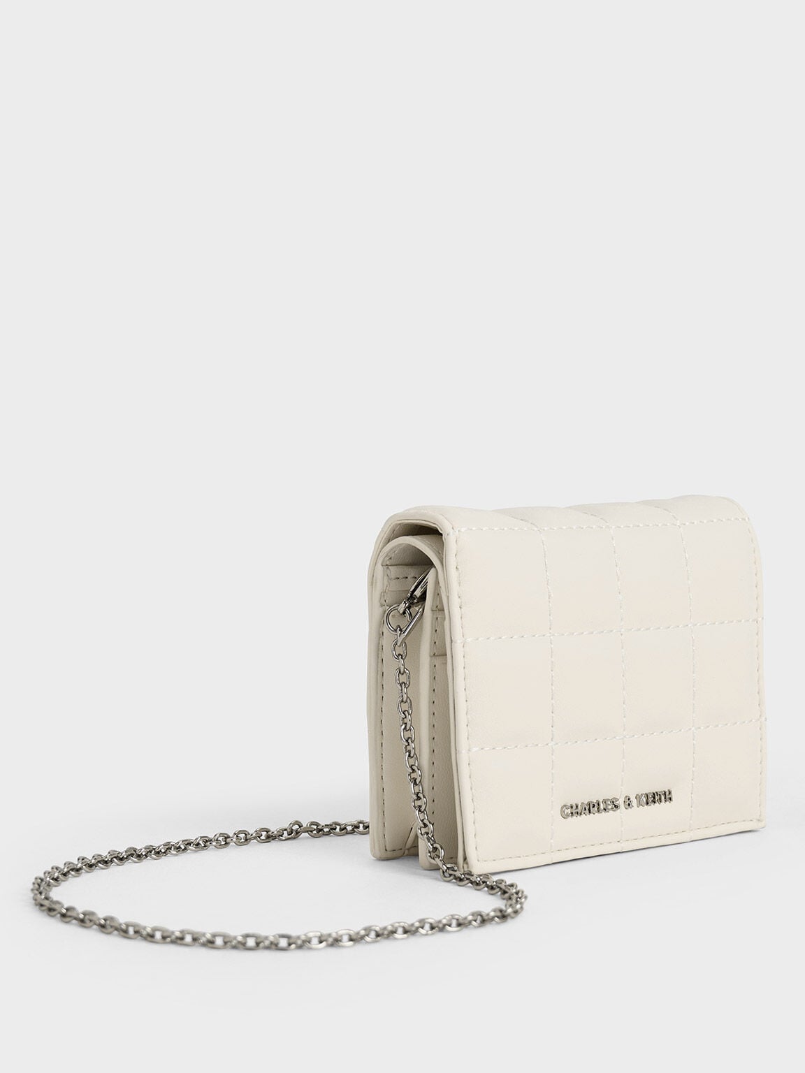 CHARLES & KEITH Recommended | Cassia Quilted Wallet On Chain - Cream