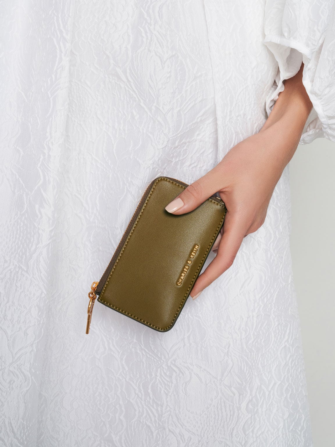 CHARLES & KEITH Hot Sale | Lane Key Zip-Around Wallet - Olive
