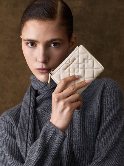 CHARLES & KEITH Popular | Duo Quilted Small Wallet - Cream