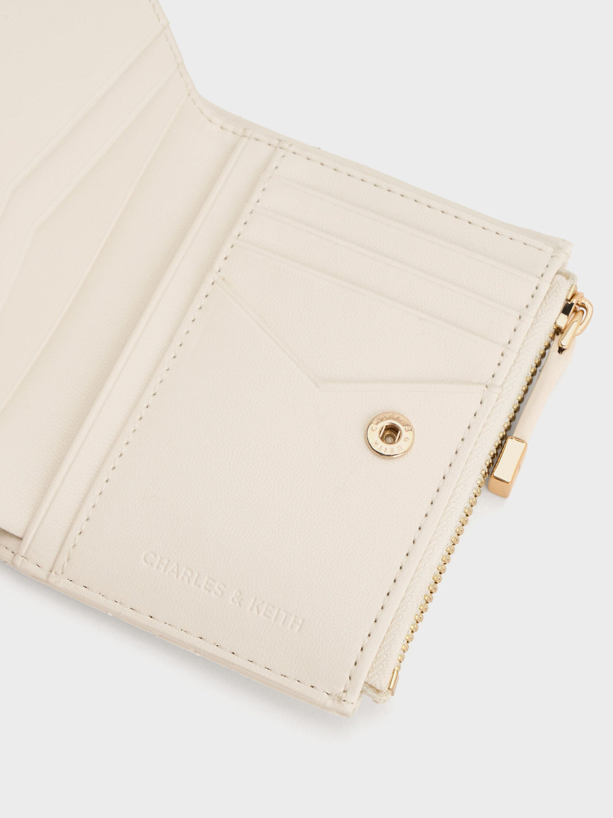 CHARLES & KEITH Popular | Duo Quilted Small Wallet - Cream