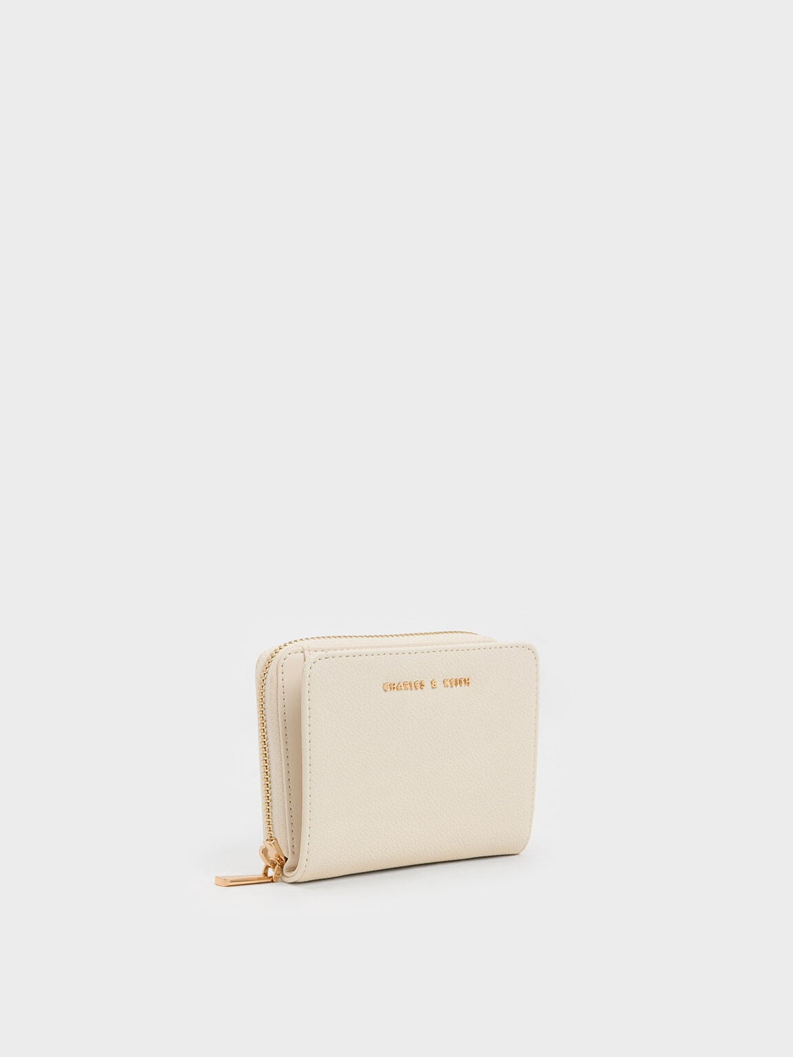 CHARLES & KEITH Quality | Finley Zip-Around Small Wallet - Cream