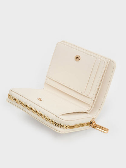 CHARLES & KEITH Quality | Finley Zip-Around Small Wallet - Cream