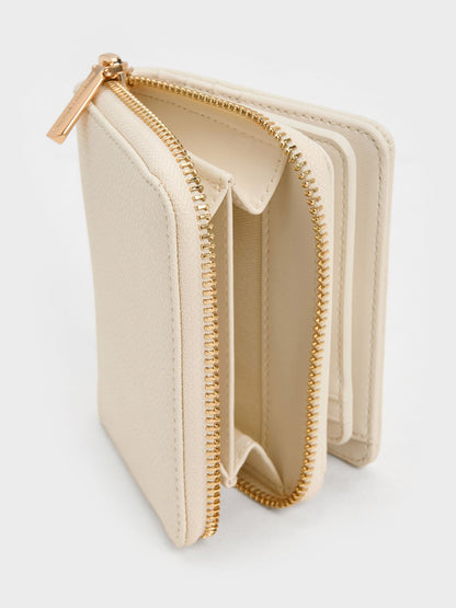 CHARLES & KEITH Quality | Finley Zip-Around Small Wallet - Cream