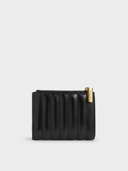 CHARLES & KEITH Classic | Donna Panelled Top-Zip Wallet - Black