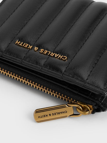 CHARLES & KEITH Classic | Donna Panelled Top-Zip Wallet - Black