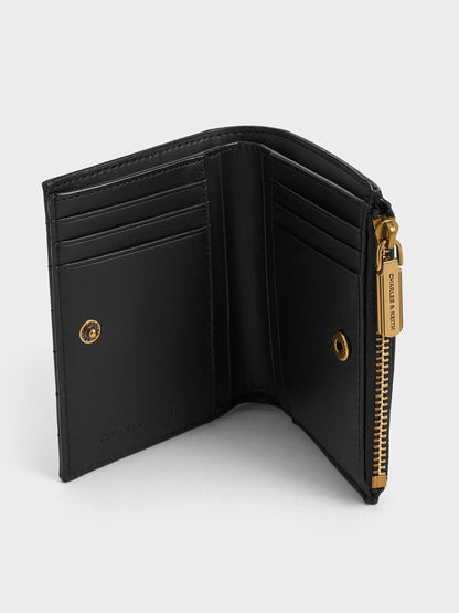 CHARLES & KEITH Classic | Donna Panelled Top-Zip Wallet - Black