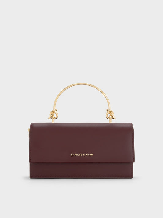 CHARLES & KEITH Deals | Kristine Sculptural-Handle Long Wallet - Wineberry Red