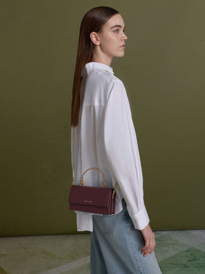 CHARLES & KEITH Deals | Kristine Sculptural-Handle Long Wallet - Wineberry Red