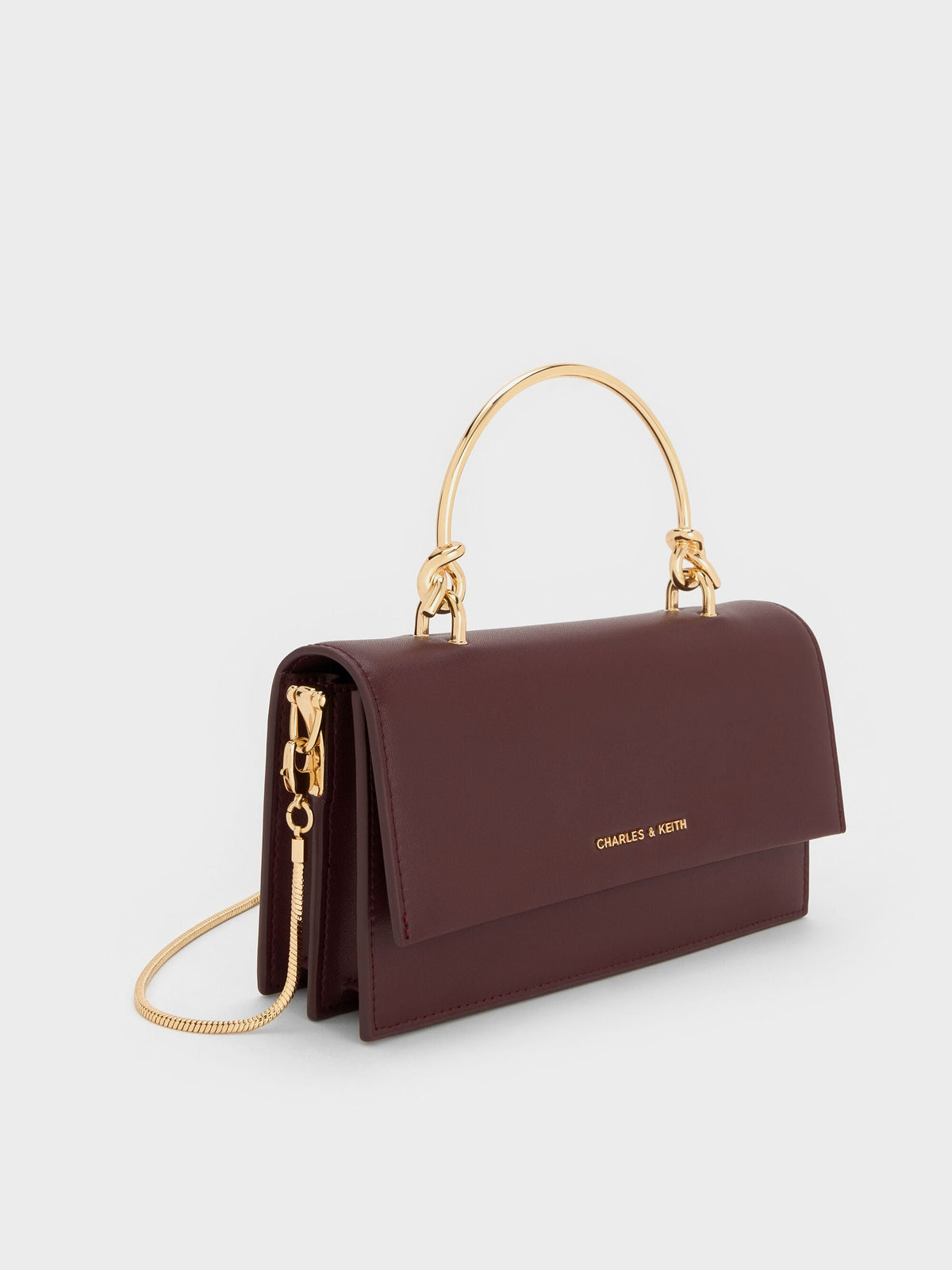 CHARLES & KEITH Deals | Kristine Sculptural-Handle Long Wallet - Wineberry Red